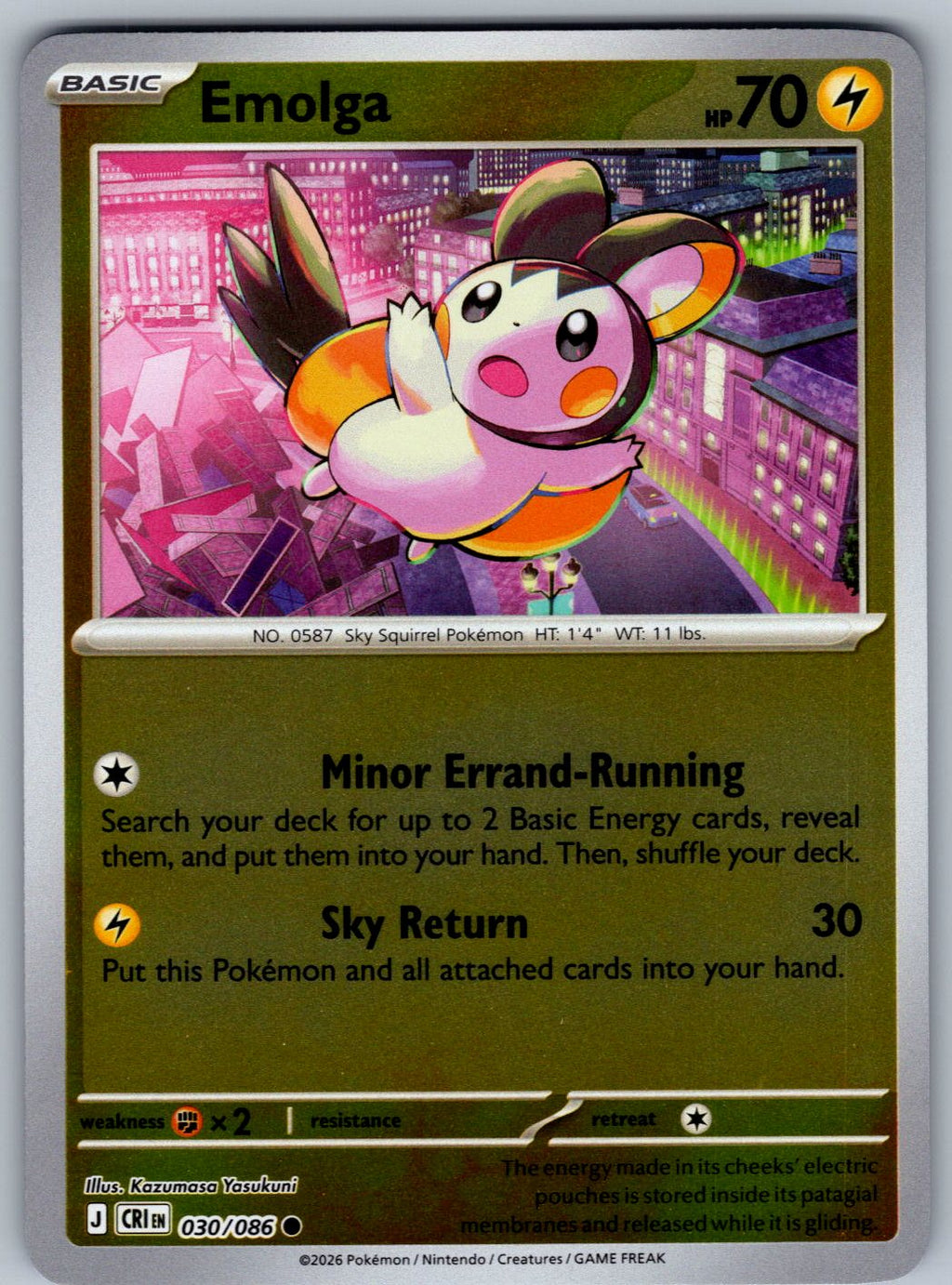 Emolga 030/086 Chaos Rising Pokemon