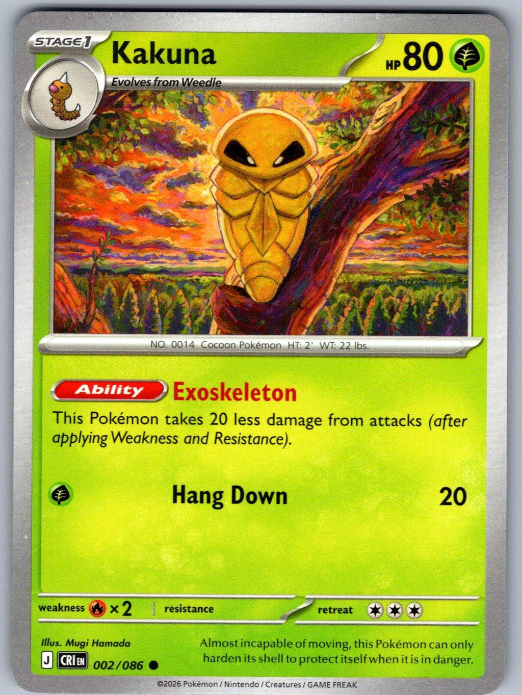 Kakuna 002/086 Chaos Rising Pokemon