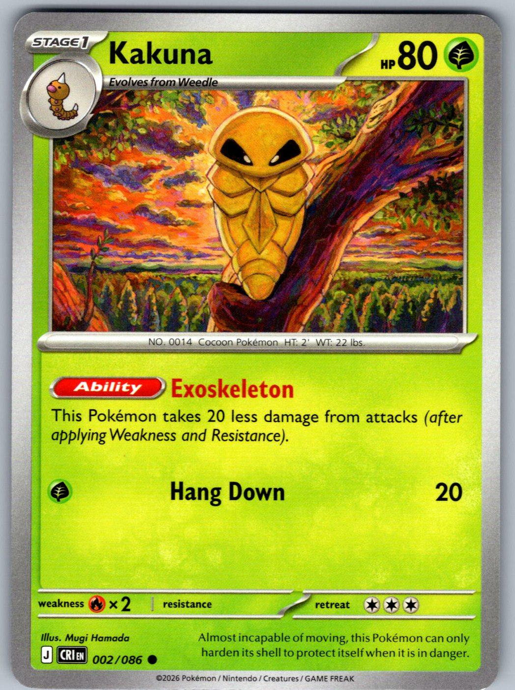 Kakuna 002/086 Chaos Rising Pokemon
