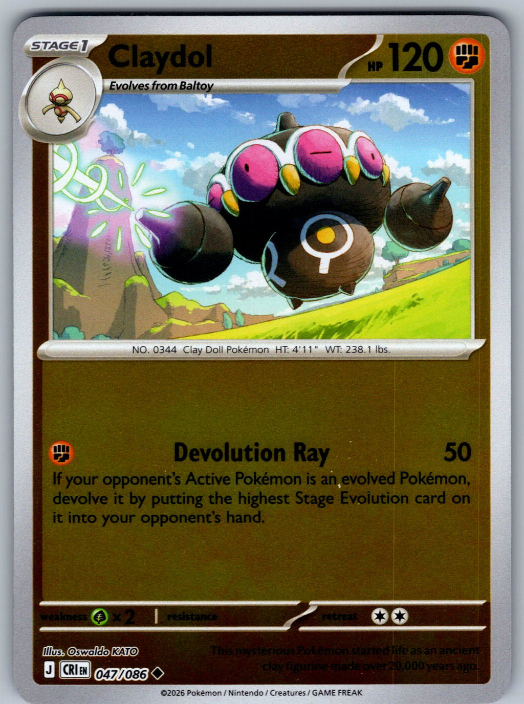 Claydol 047/086 Chaos Rising Pokemon Reverse Holo