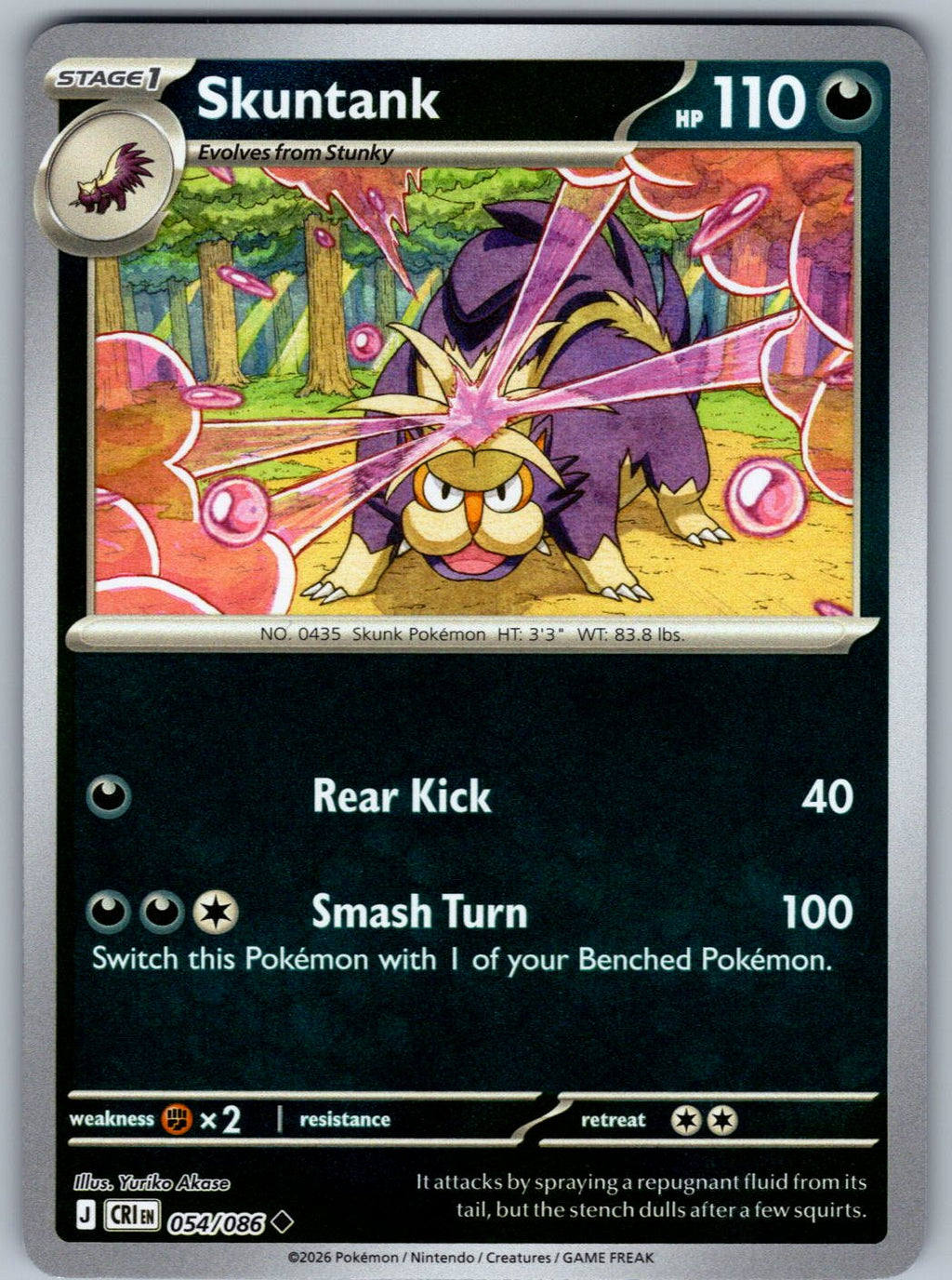 Skuntank 054/086 Chaos Rising Pokemon Reverse Holo
