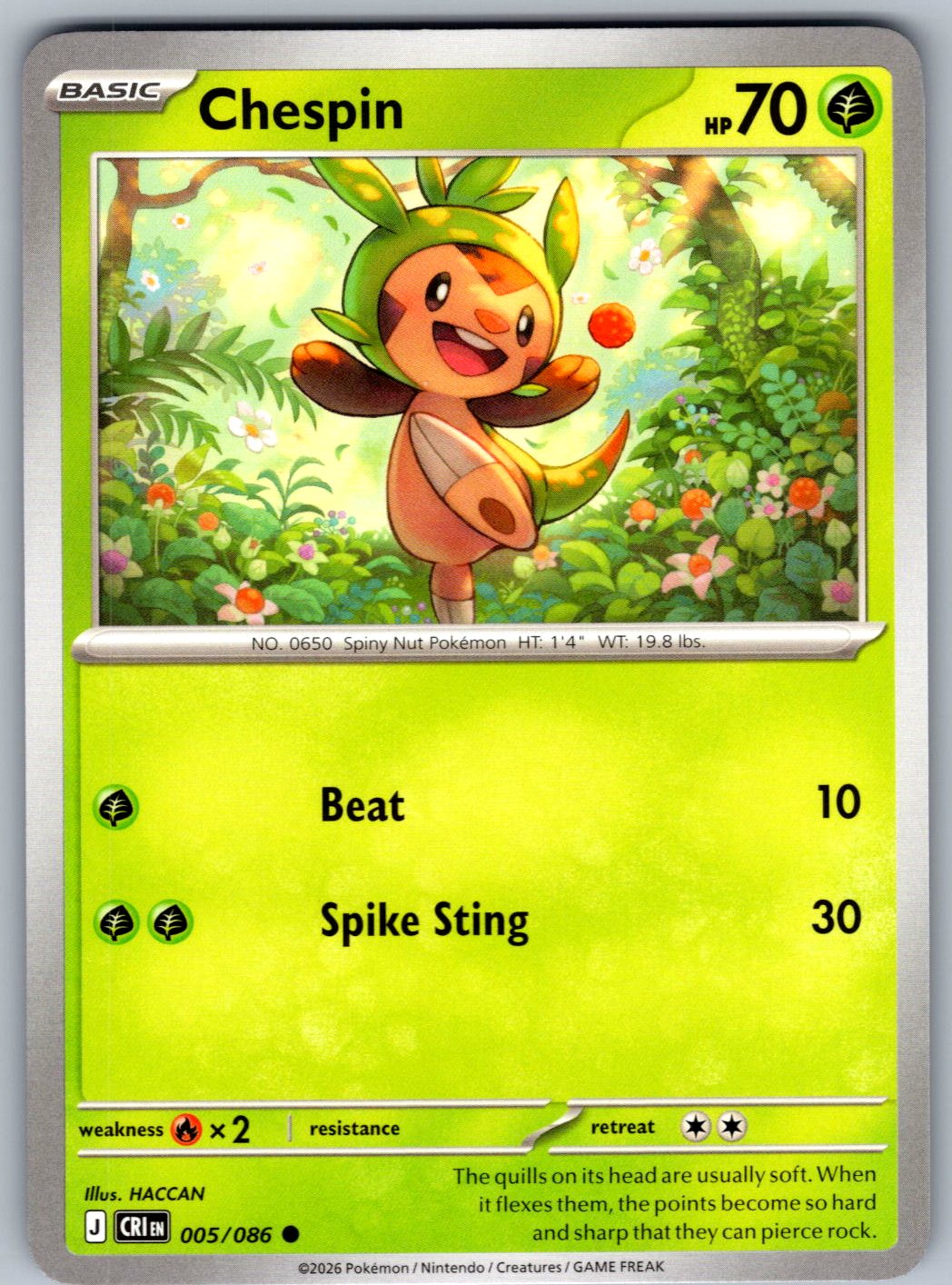 Chespin 005/086 Chaos Rising Pokemon