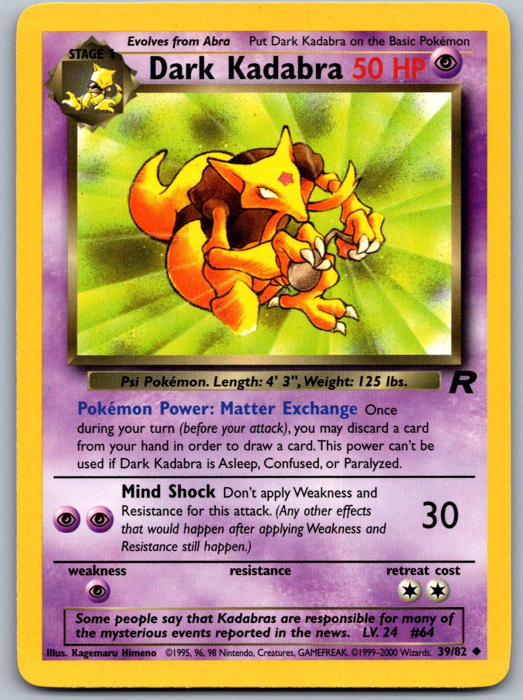 Dark Kadabra 39/82 Team Rocket Pokemon Unlimited