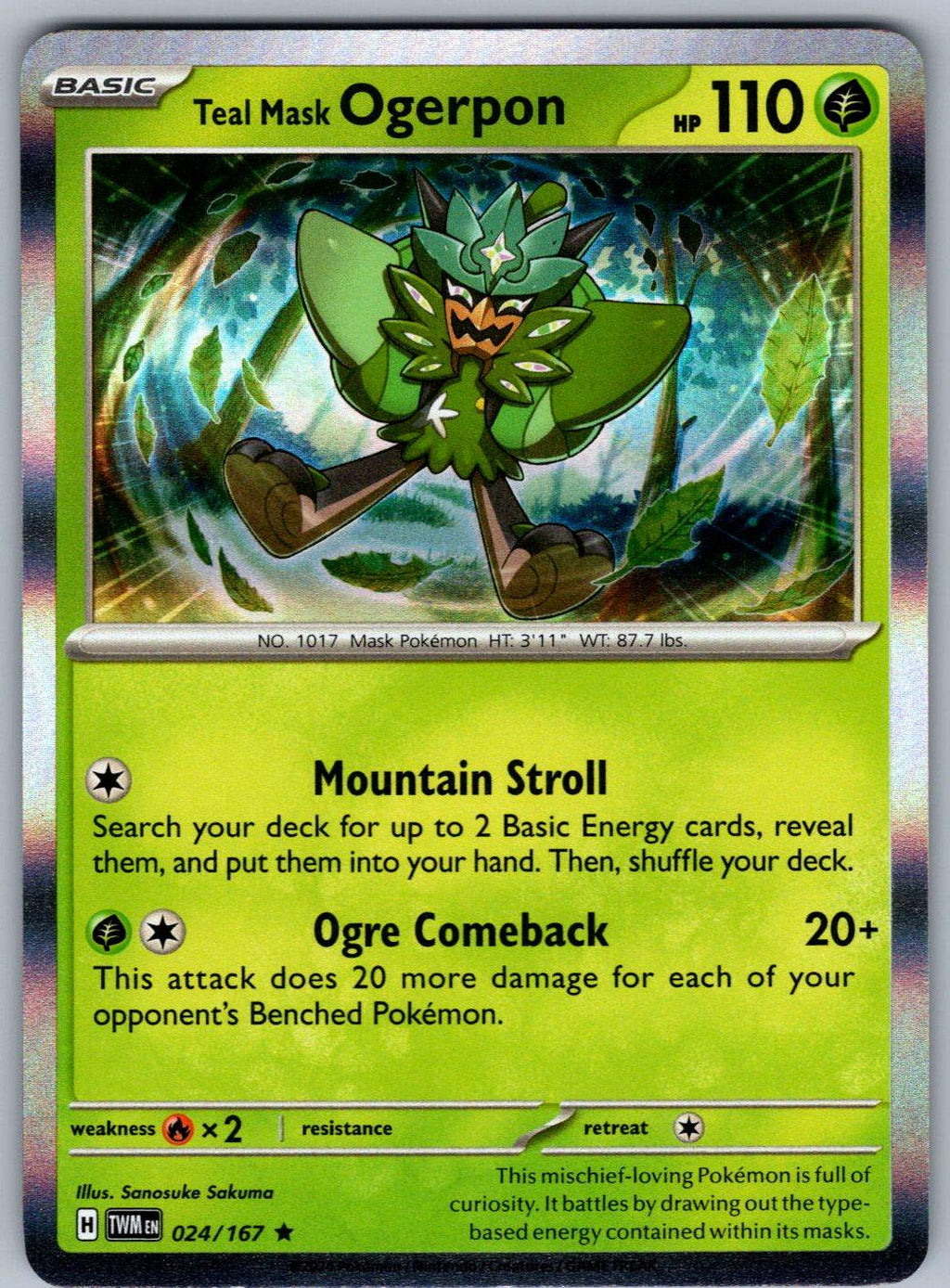 Teal Mask Ogerpon 024/167 Twilight Masquerade Pokemon Holo