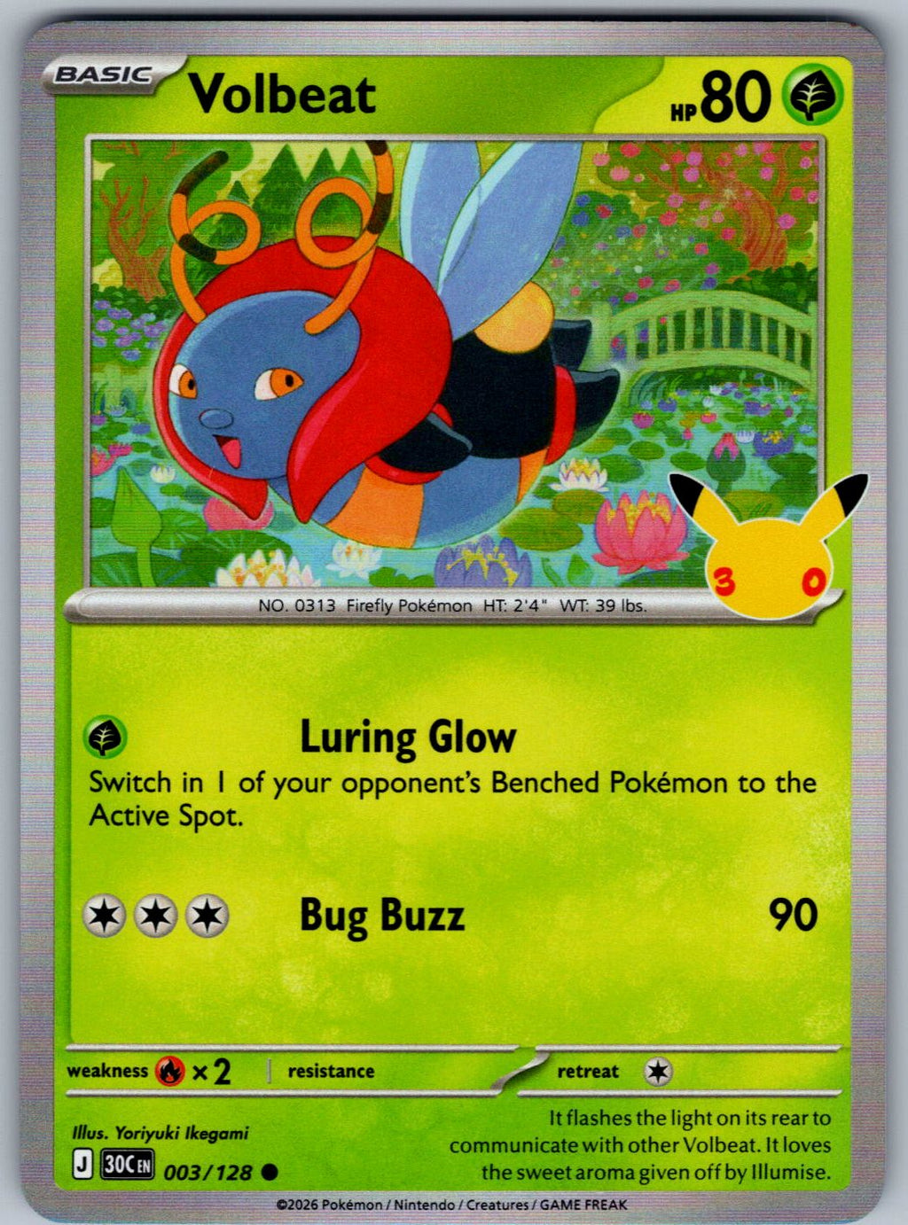 Volbeat 003/128 ME: 30th Celebration Pokemon Holo