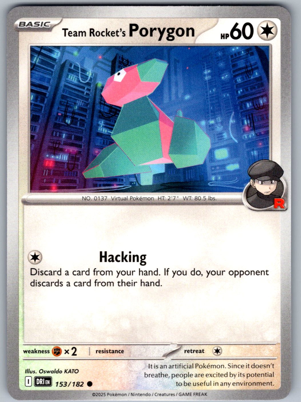 Team Rocket's Porygon 153/182 Destined Rivals Pokemon