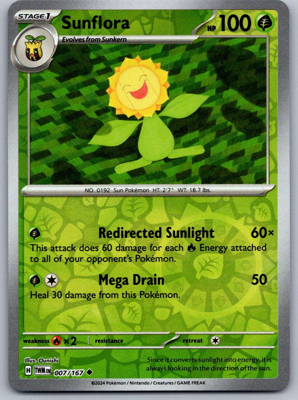 Sunflora 007/167 Twilight Masquerade Pokemon Reverse Holo