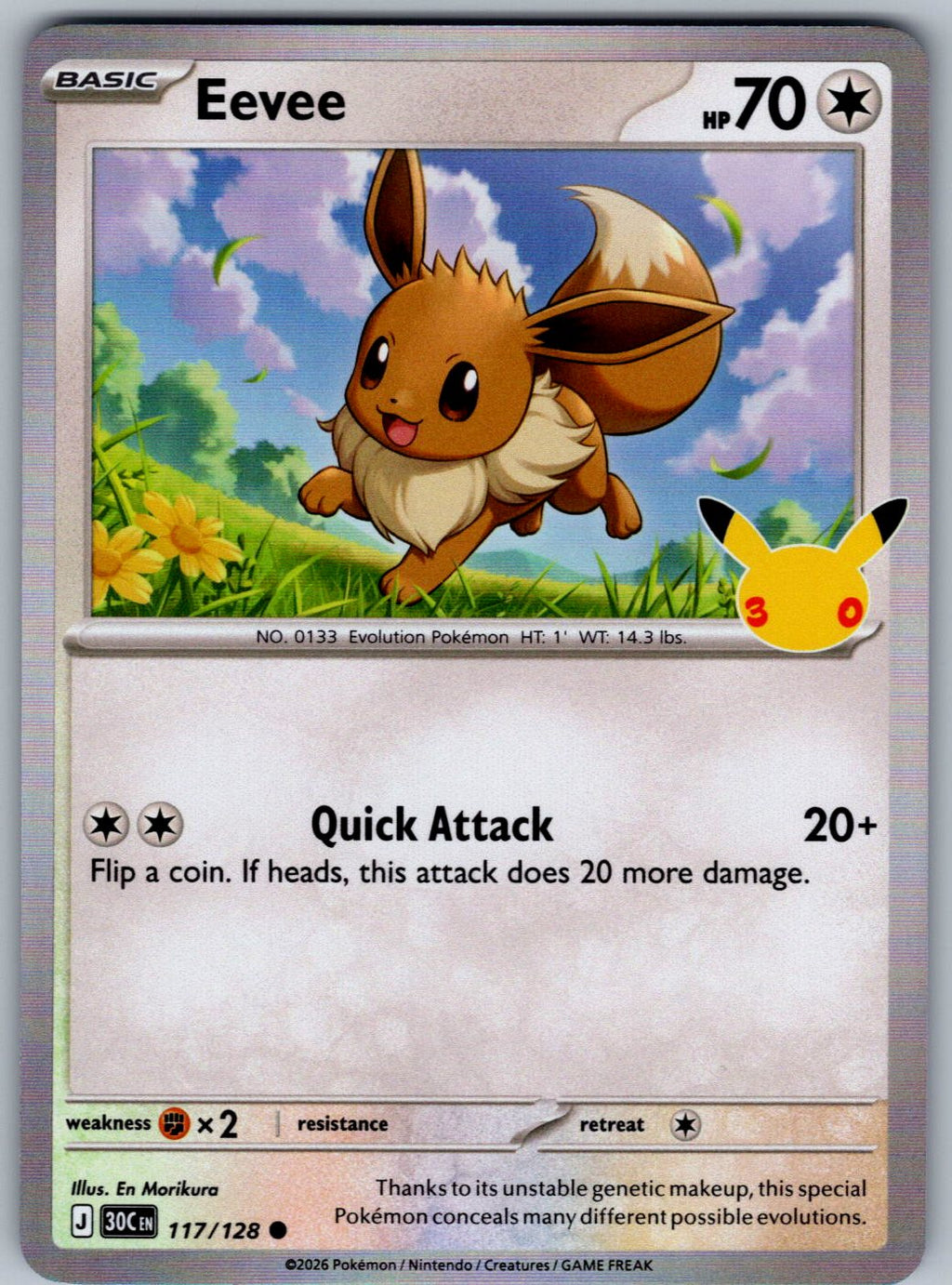 Eevee 117/128 ME: 30th Celebration Pokemon Holo