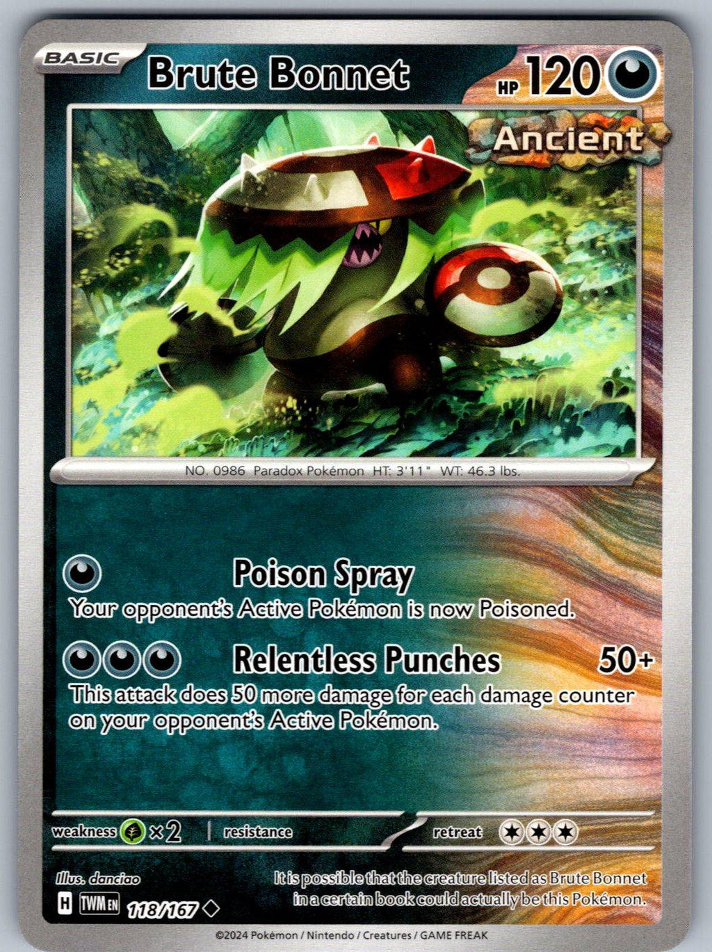 Brute Bonnet 118/167 Twilight Masquerade Pokemon