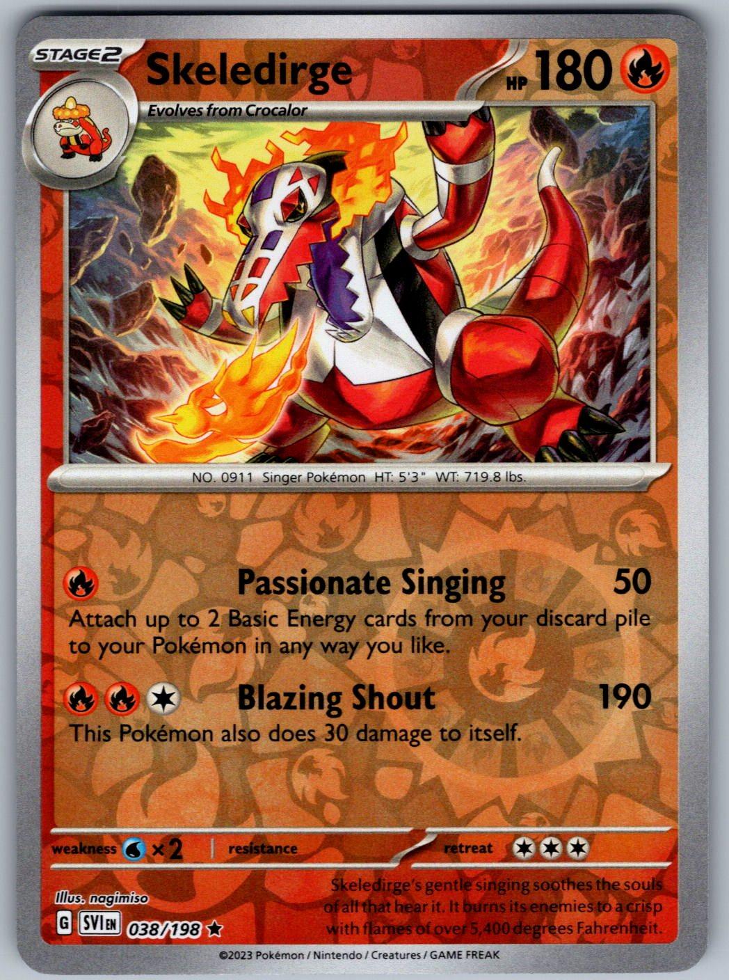 Skeledirge 038/198 Scarlet & Violet Pokemon Reverse Holo