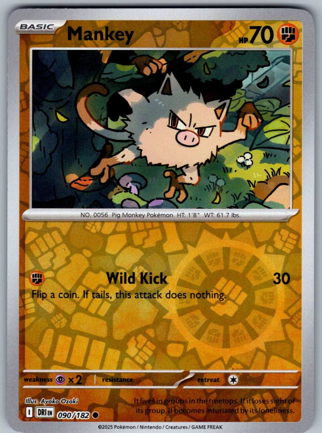 Mankey 090/182 Destined Rivals Pokemon Reverse Holo