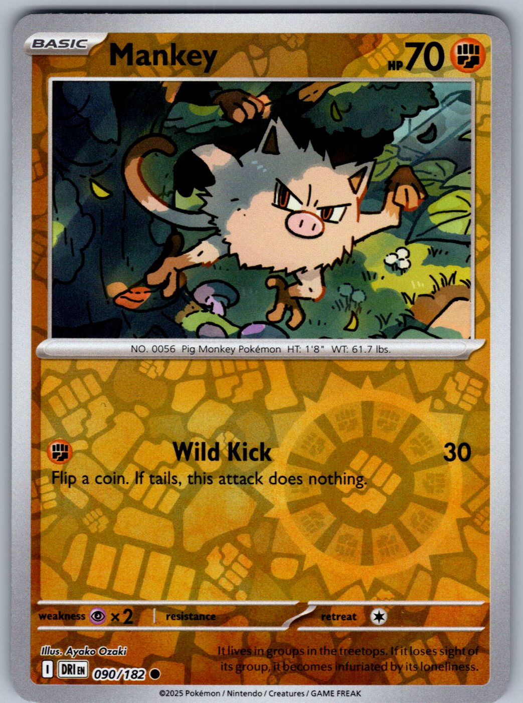 Mankey 090/182 Destined Rivals Pokemon Reverse Holo