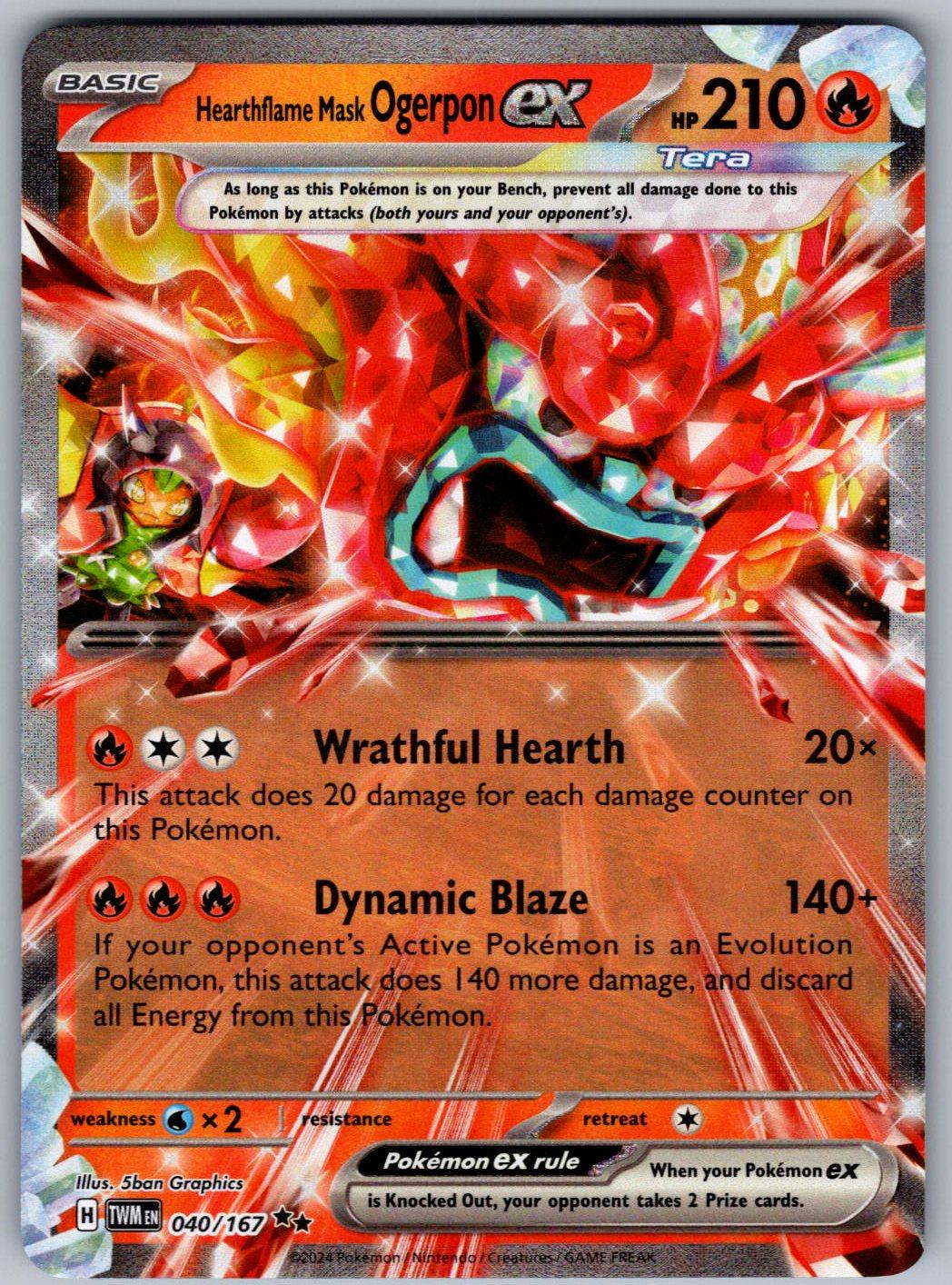 Hearthflame Mask Ogerpon ex 040/167 Twilight Masquerade Pokemon Holo