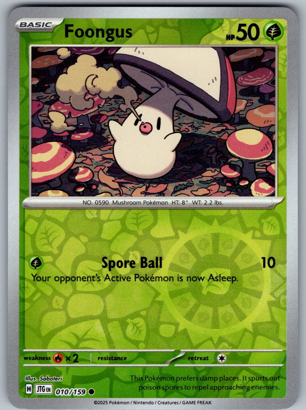 Foongus 010/159 Journey Together Pokemon Reverse Holo