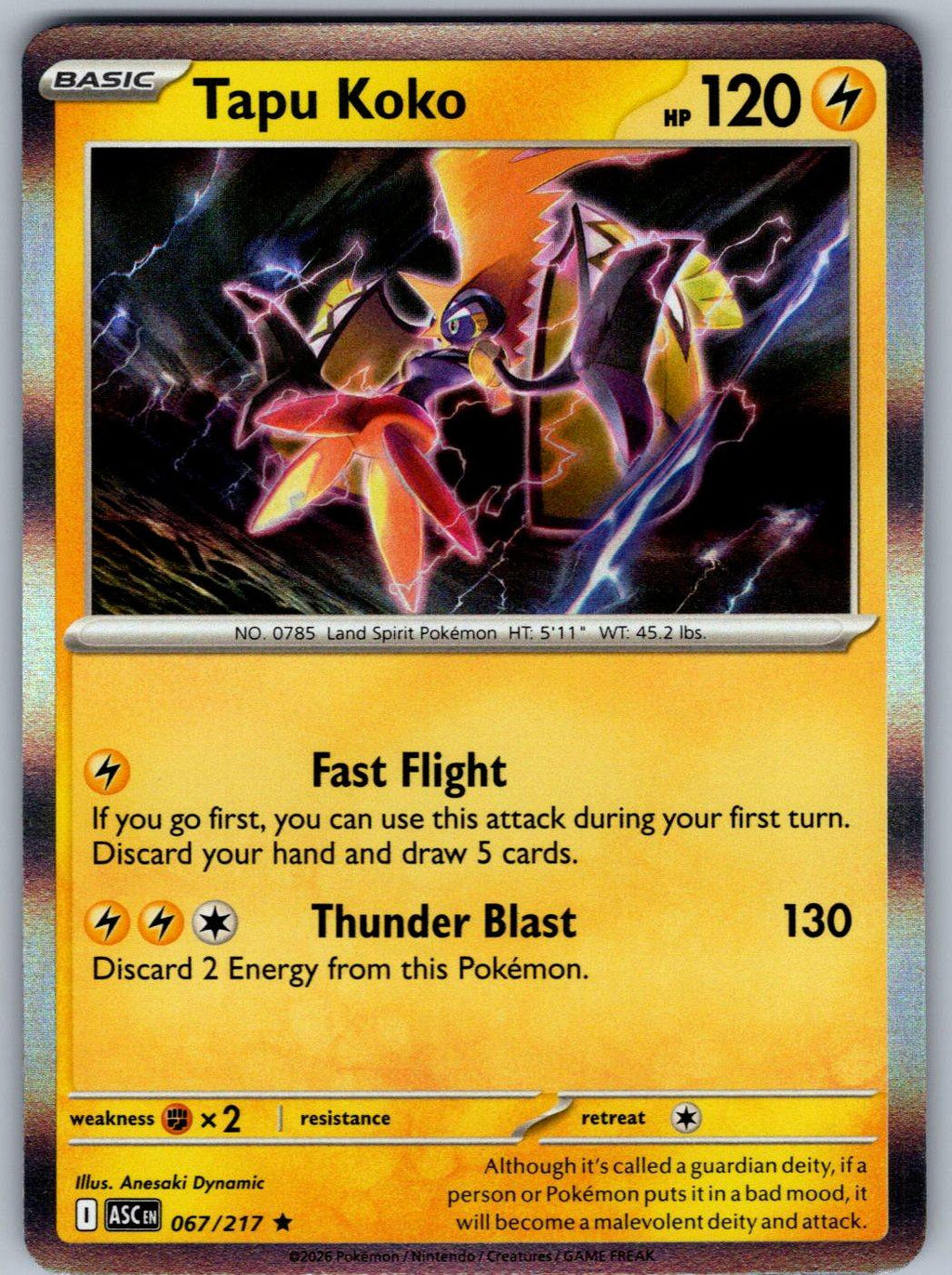Tapu Koko 067/217 Ascended Heroes Pokemon Holo