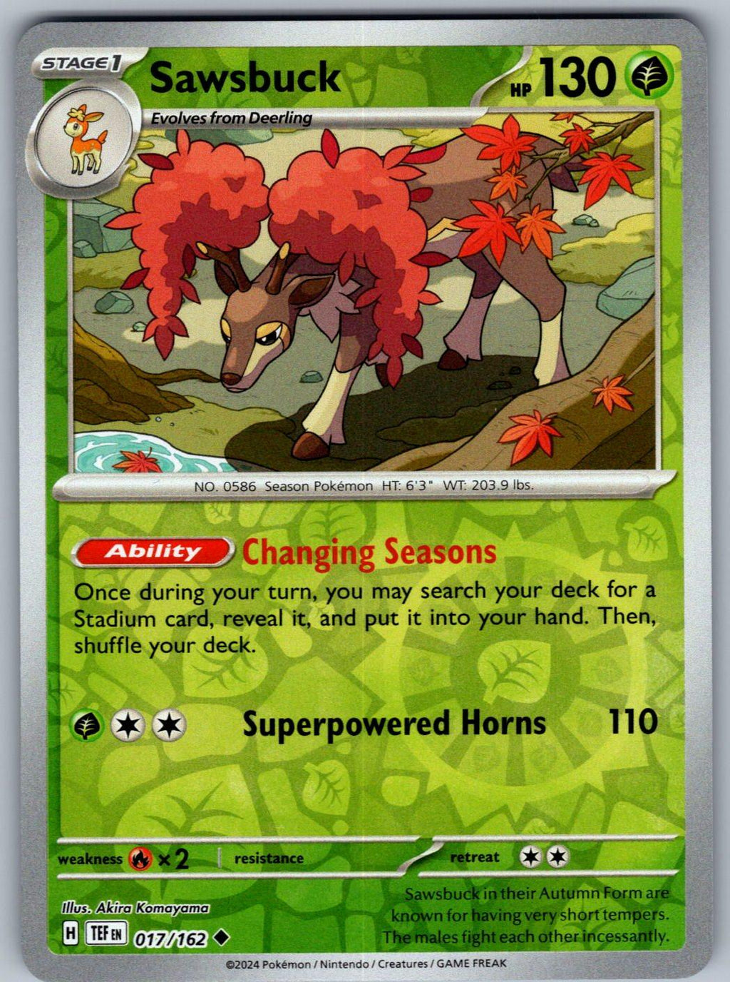Sawsbuck 017/162 Temporal Forces Pokemon
