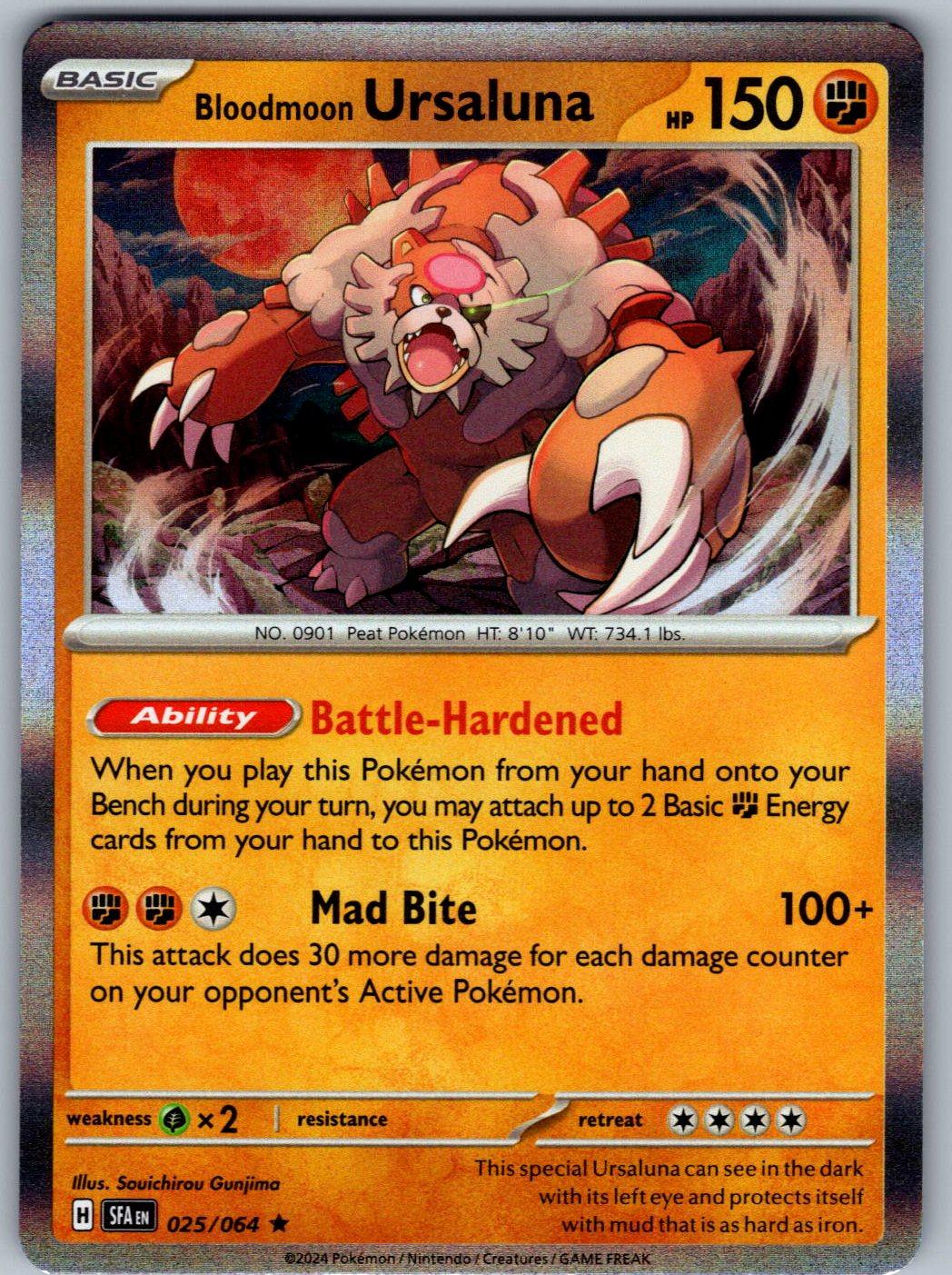 Bloodmoon Ursaluna 025/064 Shrouded Fable Pokemon Holo