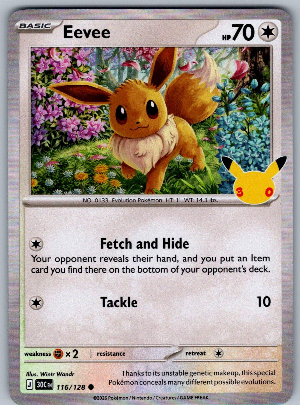 Eevee 116/128 ME: 30th Celebration Pokemon Holo