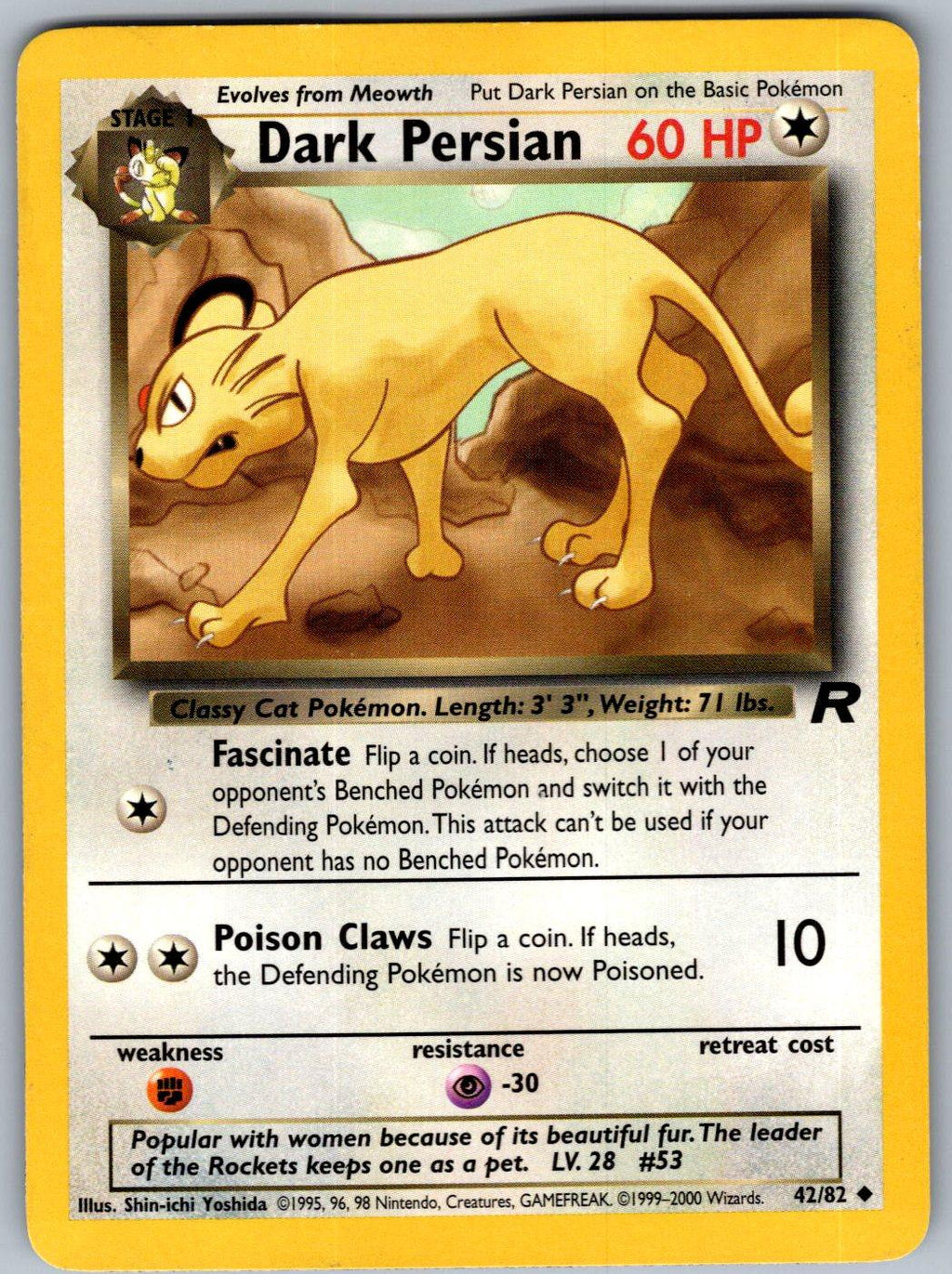 Dark Persian 42/82 Team Rocket Pokemon Unlimited