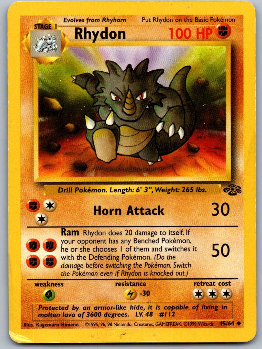Rhydon 45/64 Jungle Pokemon Unlimited