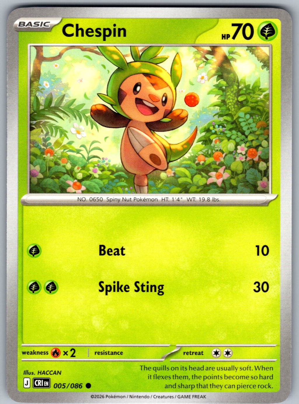 Chespin 005/086 Chaos Rising Pokemon