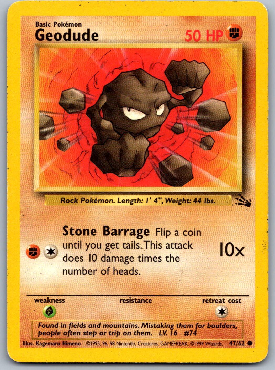 Geodude 47/62 Fossil Pokemon Unlimited