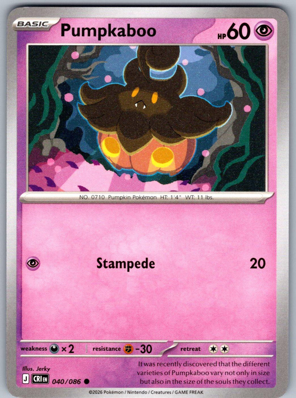 Pumpkaboo 040/086 Chaos Rising Pokemon