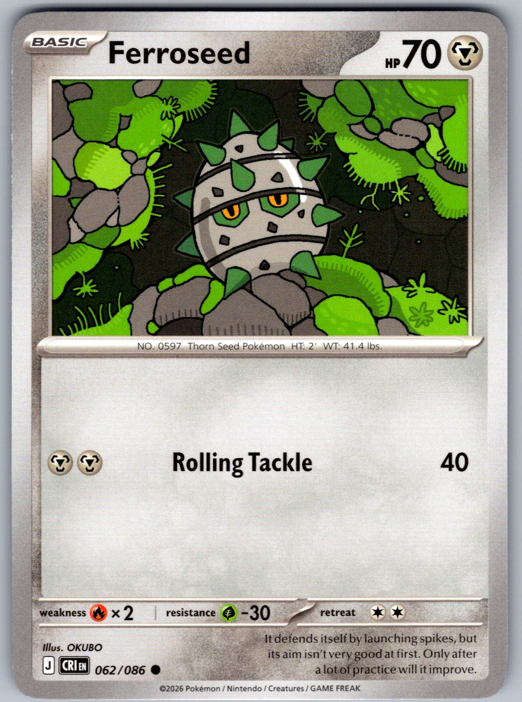 Ferroseed 062/086 Chaos Rising Pokemon