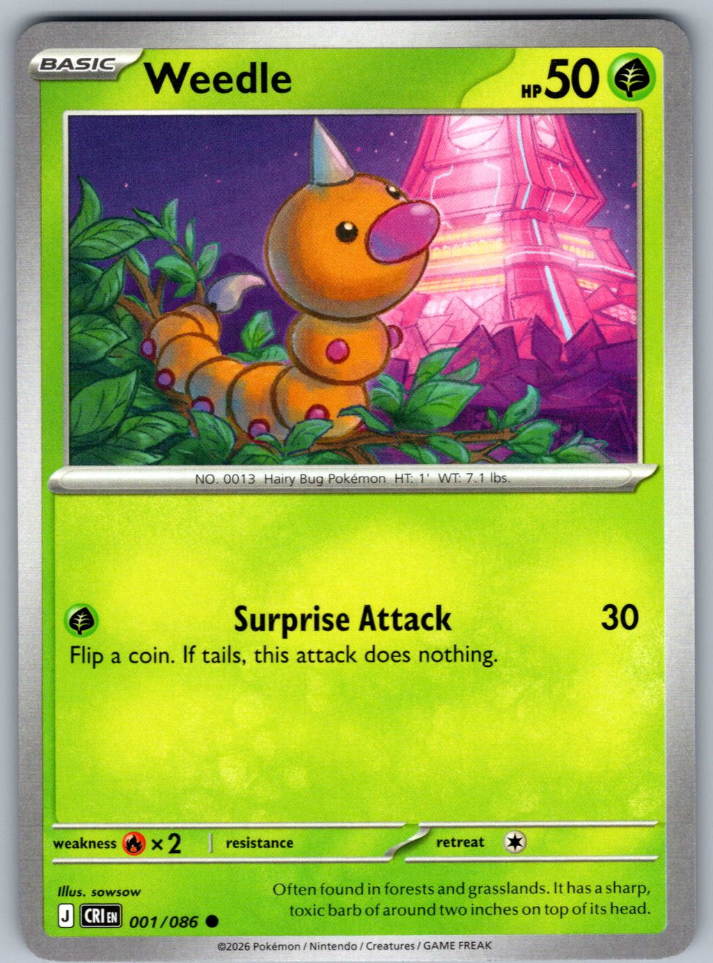 Weedle 001/086 Chaos Rising Pokemon