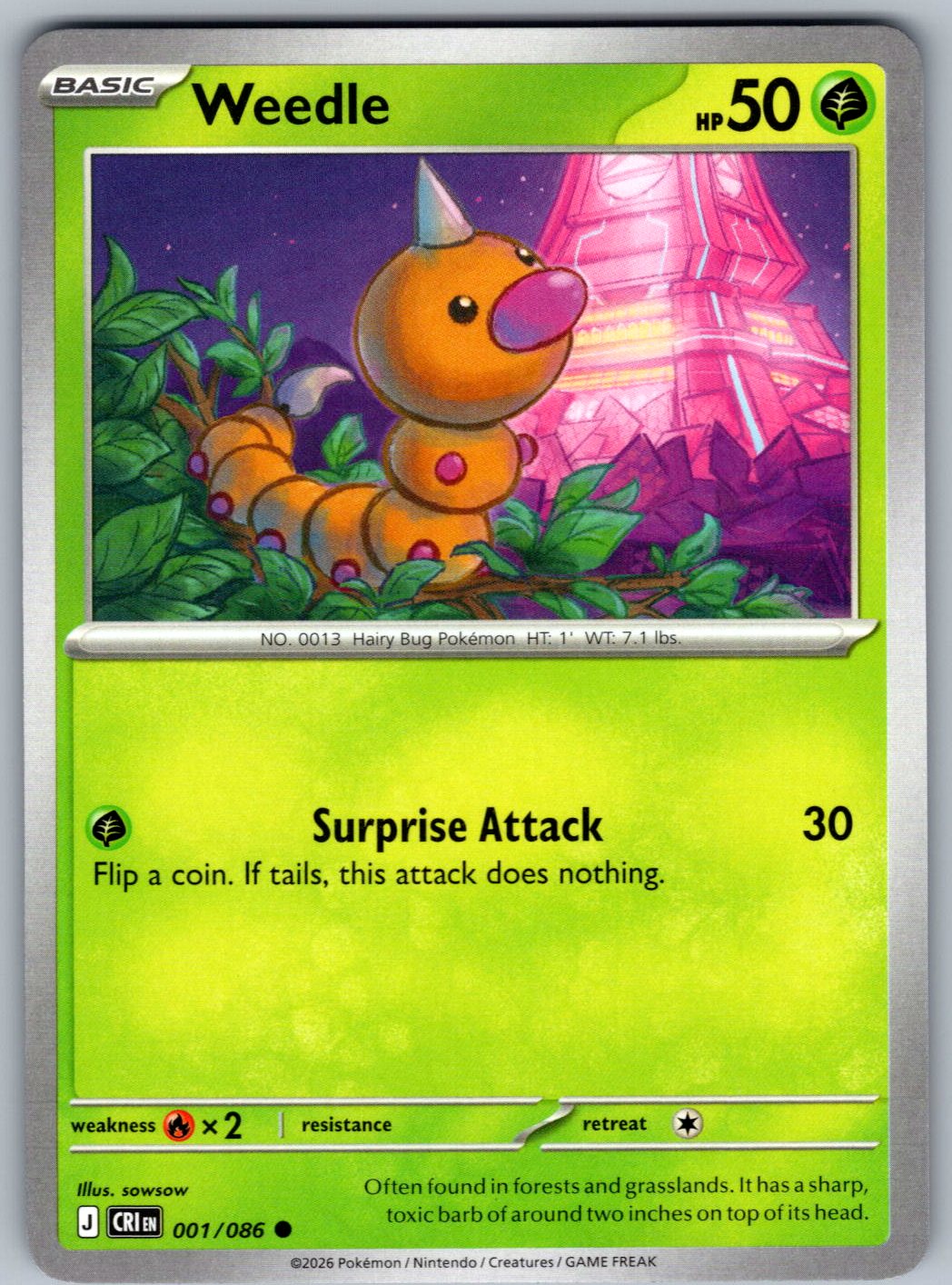 Weedle 001/086 Chaos Rising Pokemon