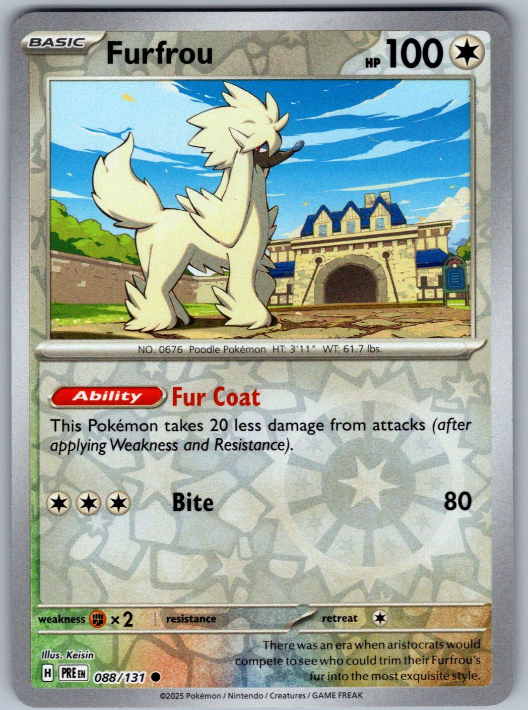 Furfrou 088/131 Prismatic Evolutions Pokemon Reverse Holo