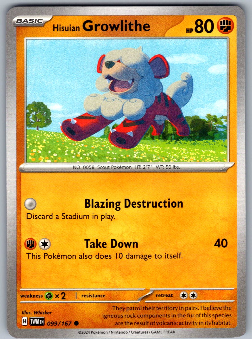 Hisuian Growlithe 099/167 Twilight Masquerade Pokemon