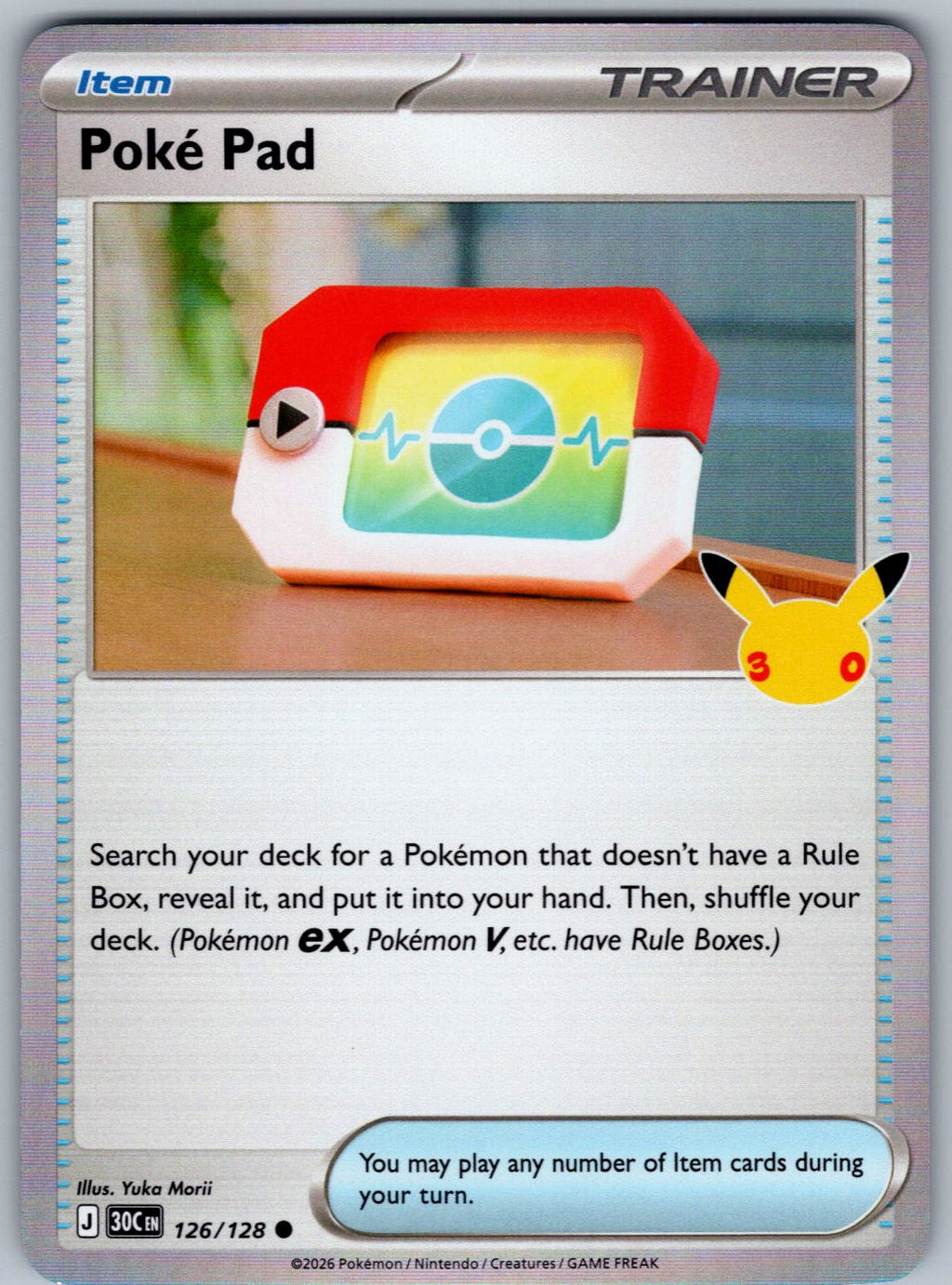 Poke Pad 126/128 ME: 30th Celebration Pokemon Holo