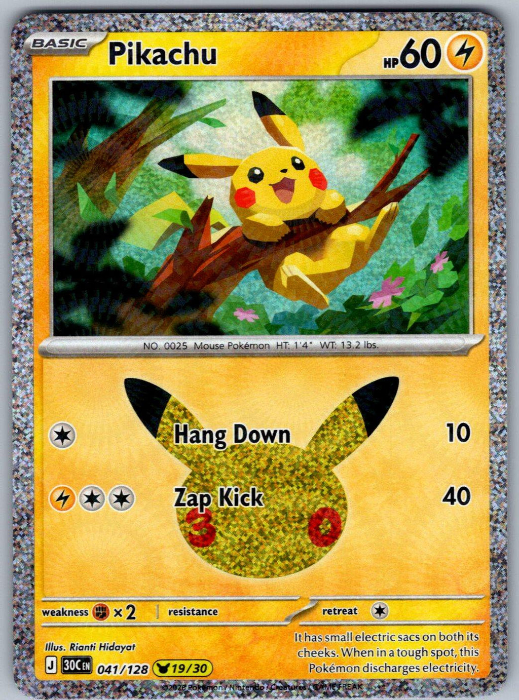 Pikachu 041/128 ME: 30th Celebration Pokemon Holo