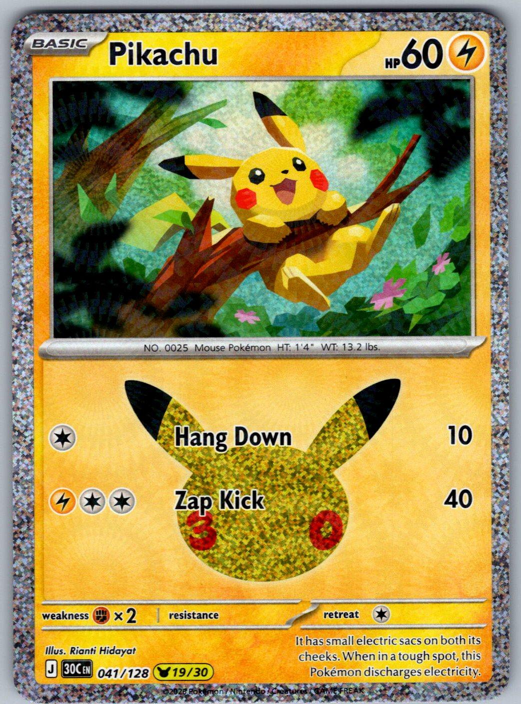 Pikachu 041/128 ME: 30th Celebration Pokemon Holo