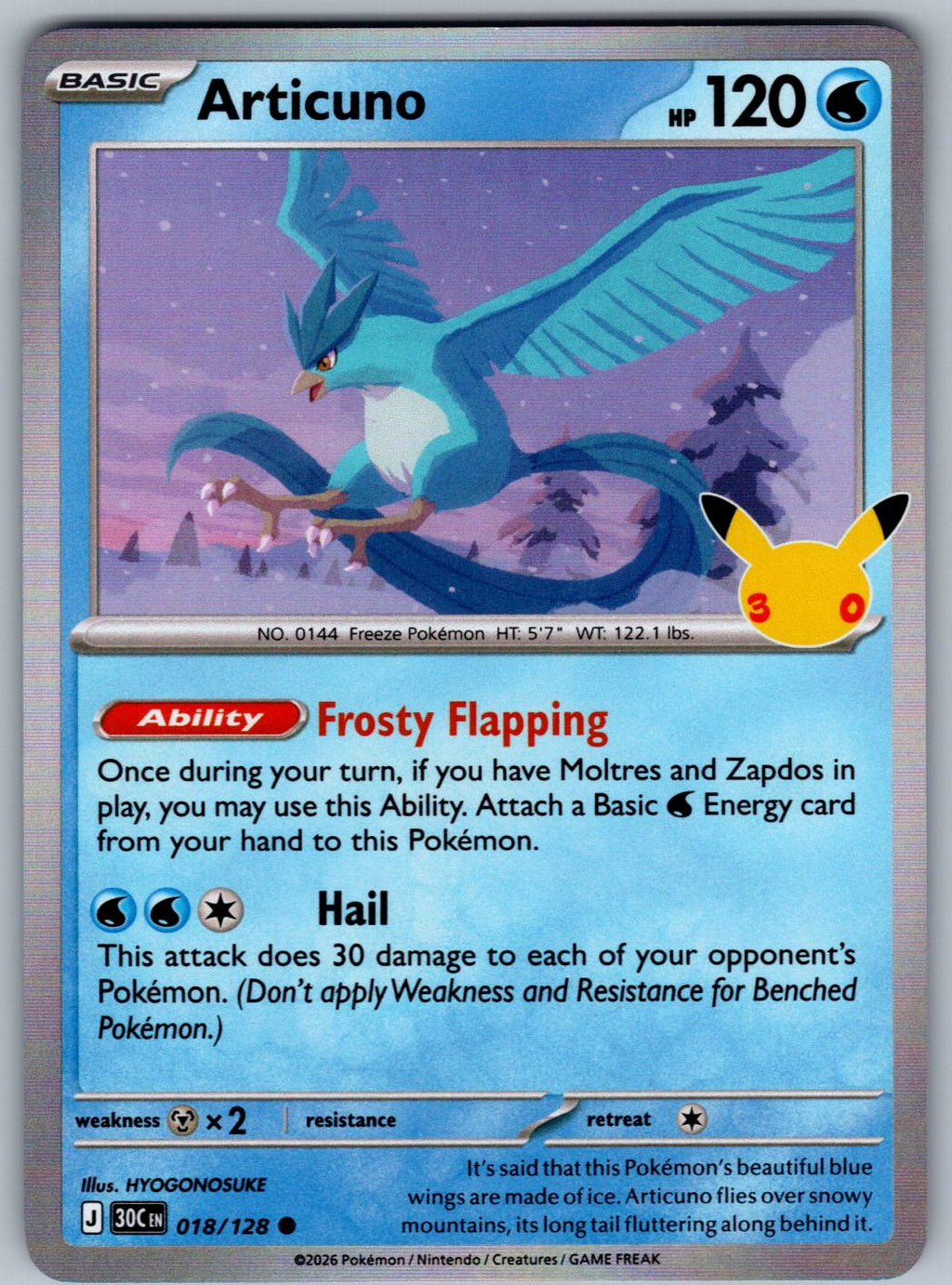 Articuno 018/128 ME: 30th Celebration Pokemon Holo
