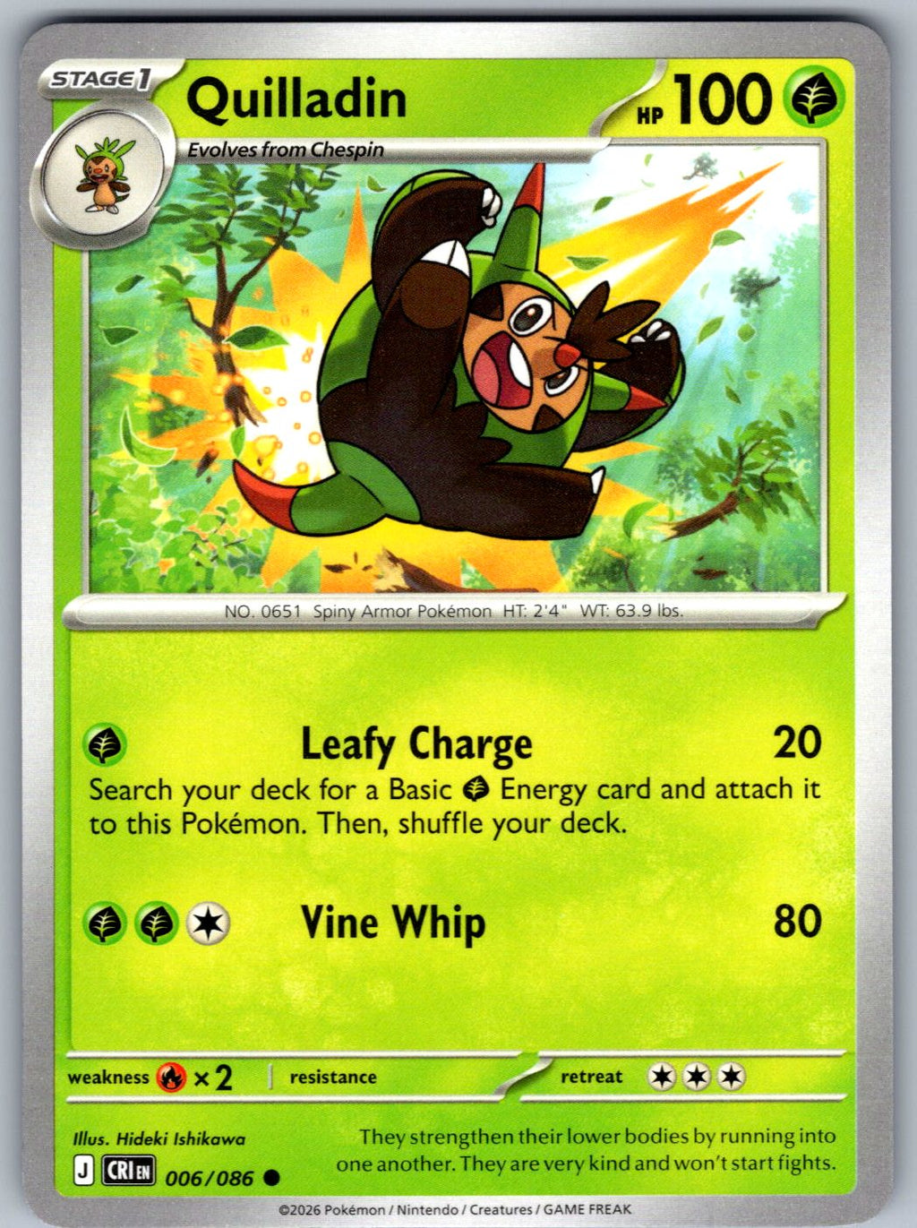Quilladin 006/086 Chaos Rising Pokemon