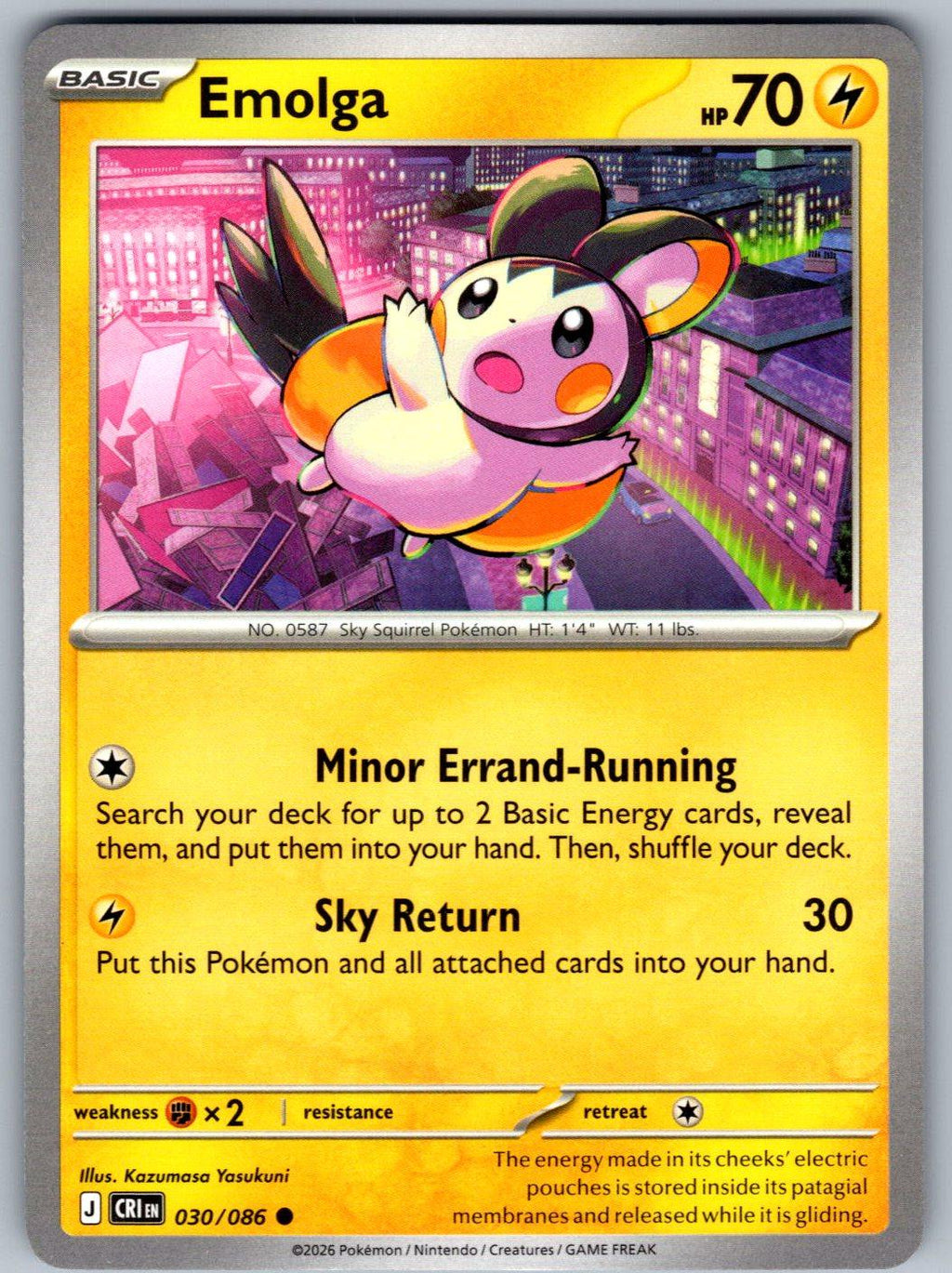Emolga 030/086 Chaos Rising Pokemon