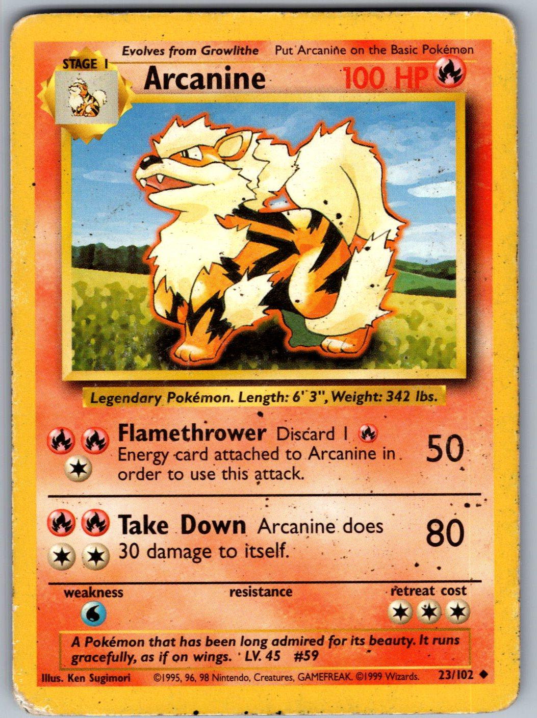 Arcanine 23/102 Base Set Unlimited Pokemon