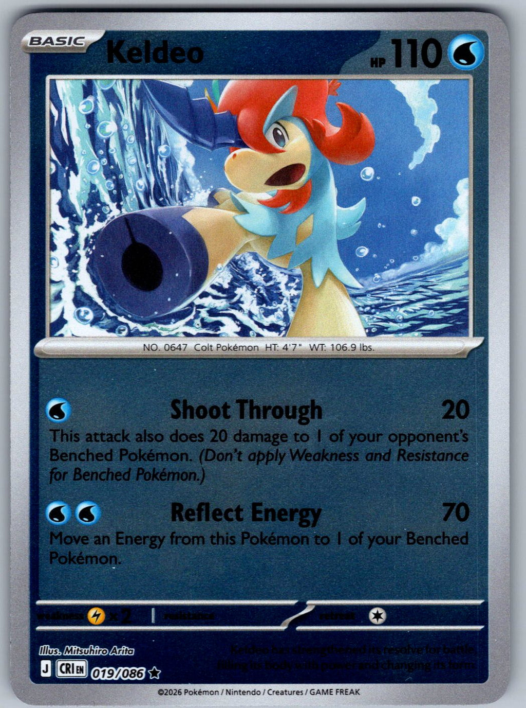 Keldeo 019/086 Chaos Rising Pokemon Reverse Holo