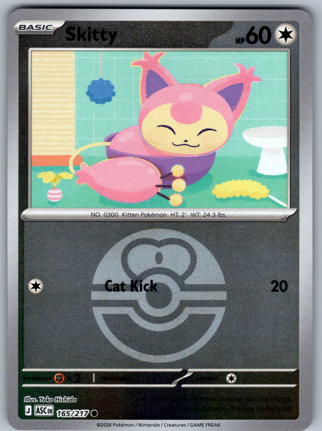 Skitty (Love Ball) 165/217 Ascended Heroes Pokemon Reverse Holo