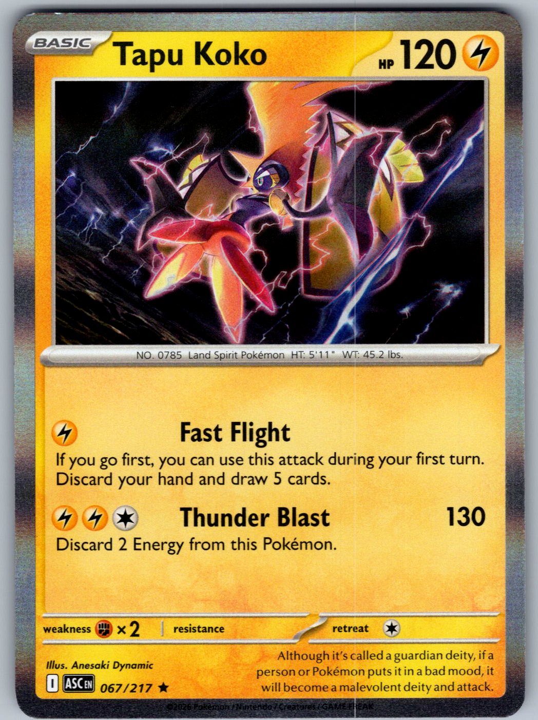 Tapu Koko 067/217 Ascended Heroes Pokemon Holo