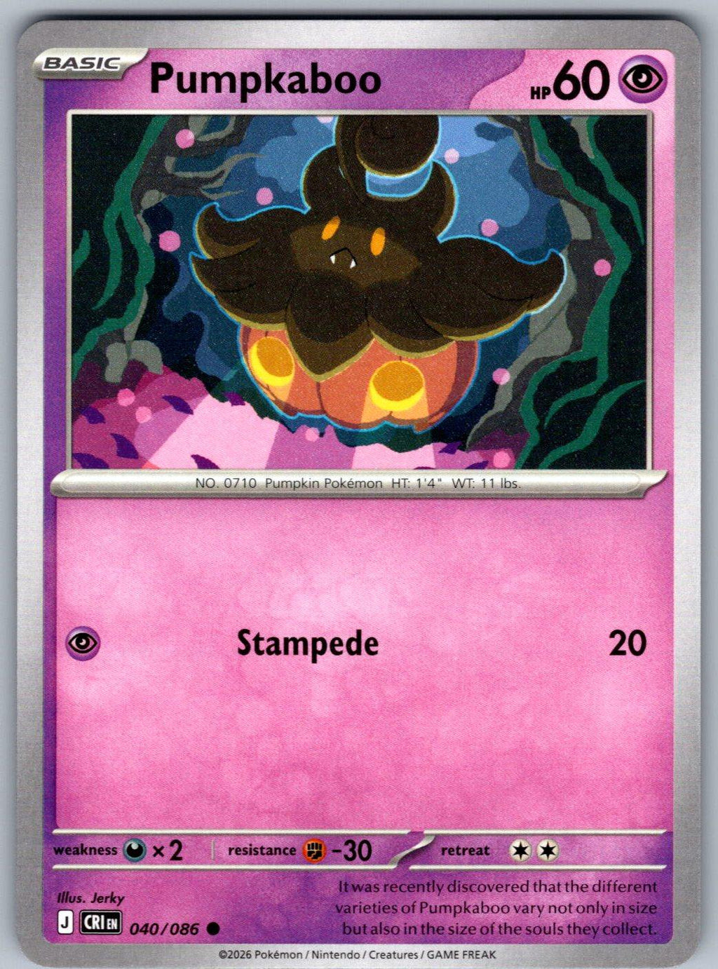 Pumpkaboo 040/086 Chaos Rising Pokemon