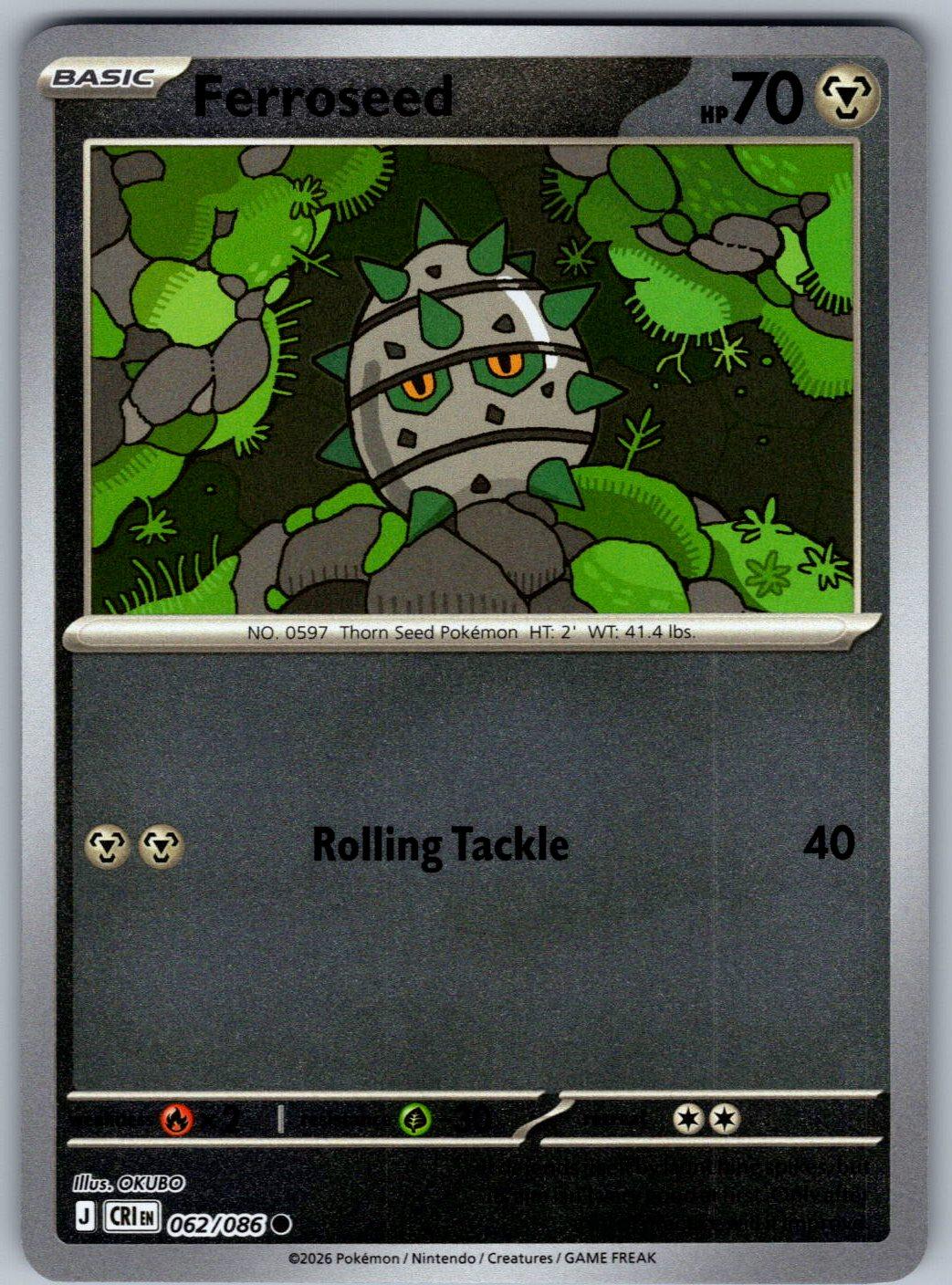 Ferroseed 062/086 Chaos Rising Pokemon Reverse Holo
