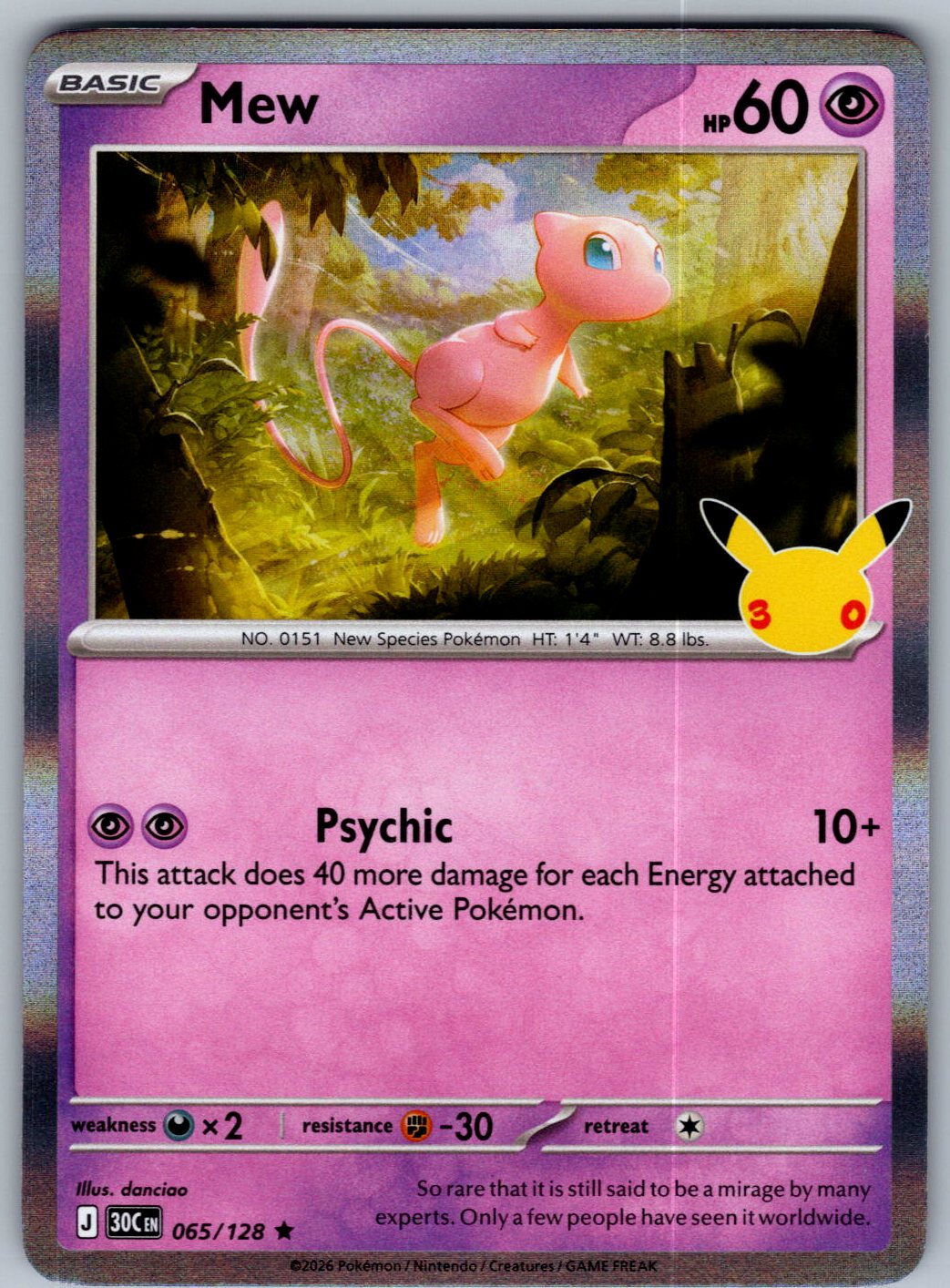 Mew 065/128 ME: 30th Celebration Pokemon Holo