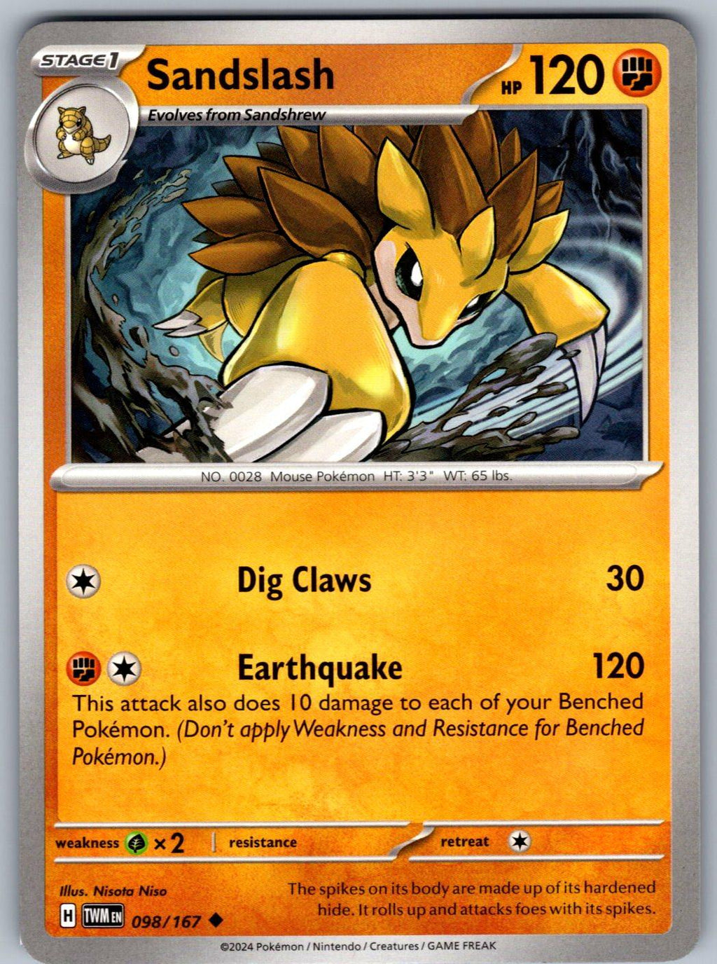 Sandslash 098/167 Twilight Masquerade Pokemon