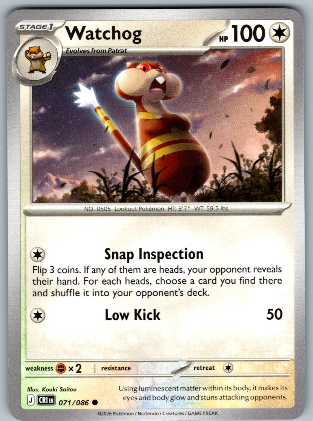 Watchog 071/086 Chaos Rising Pokemon