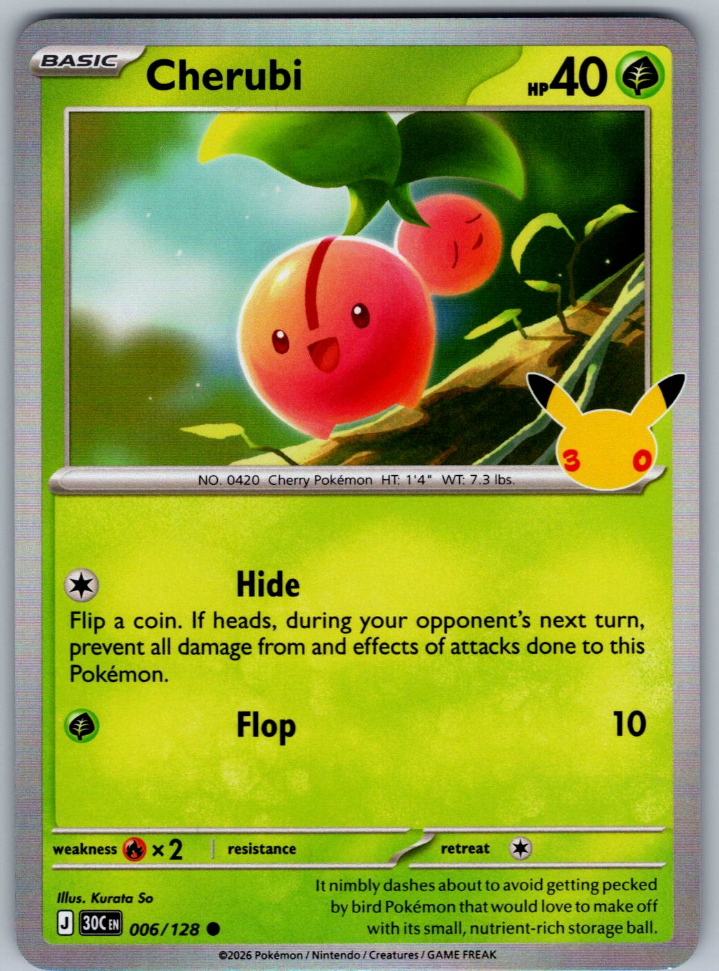 Cherubi 006/128 ME: 30th Celebration Pokemon Holo