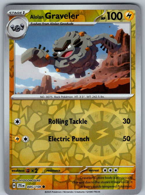 Alolan Graveler 045/159 Journey Together Pokemon Reverse Holo