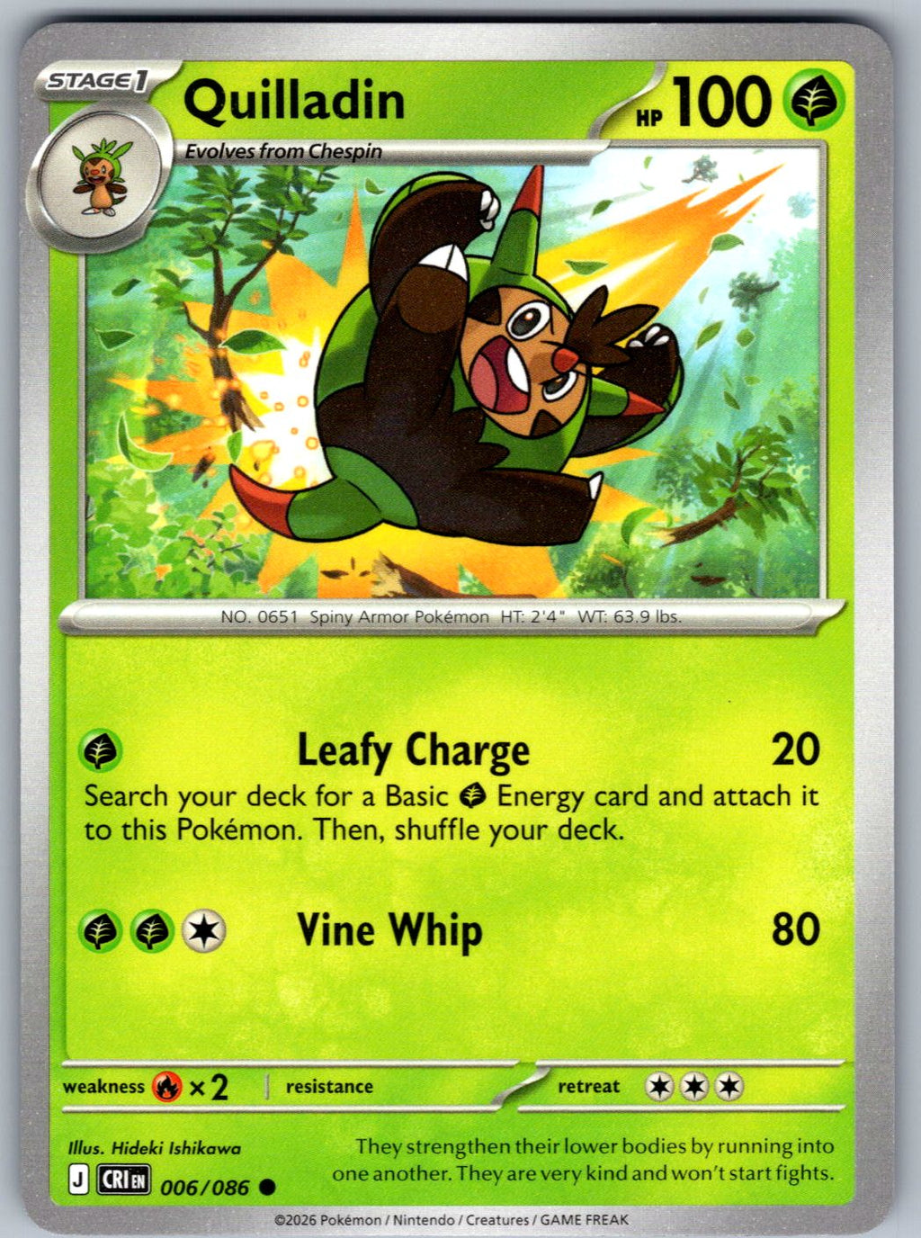 Quilladin 006/086 Chaos Rising Pokemon